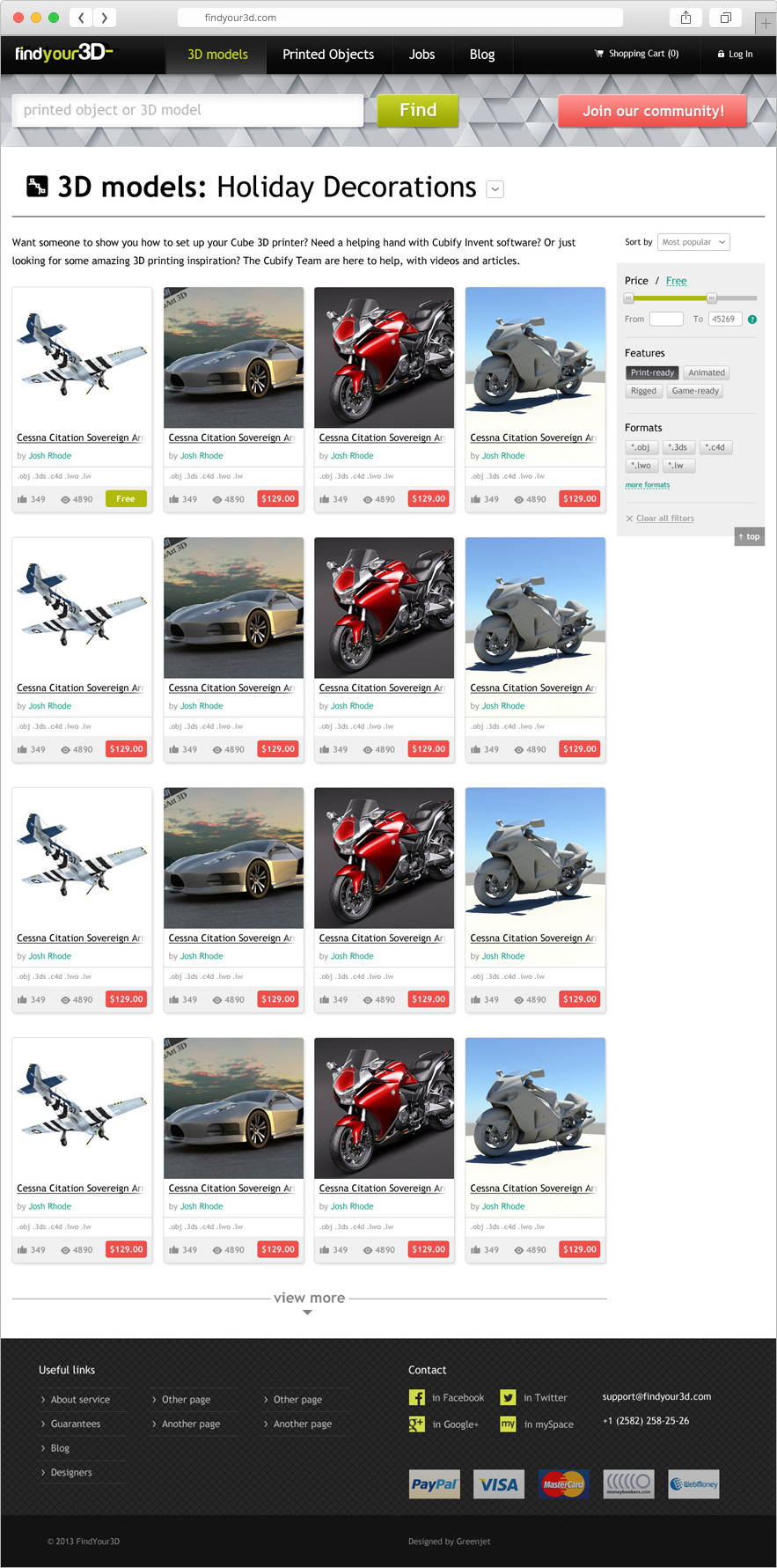 FindYour3D, Каталог 3D моделей